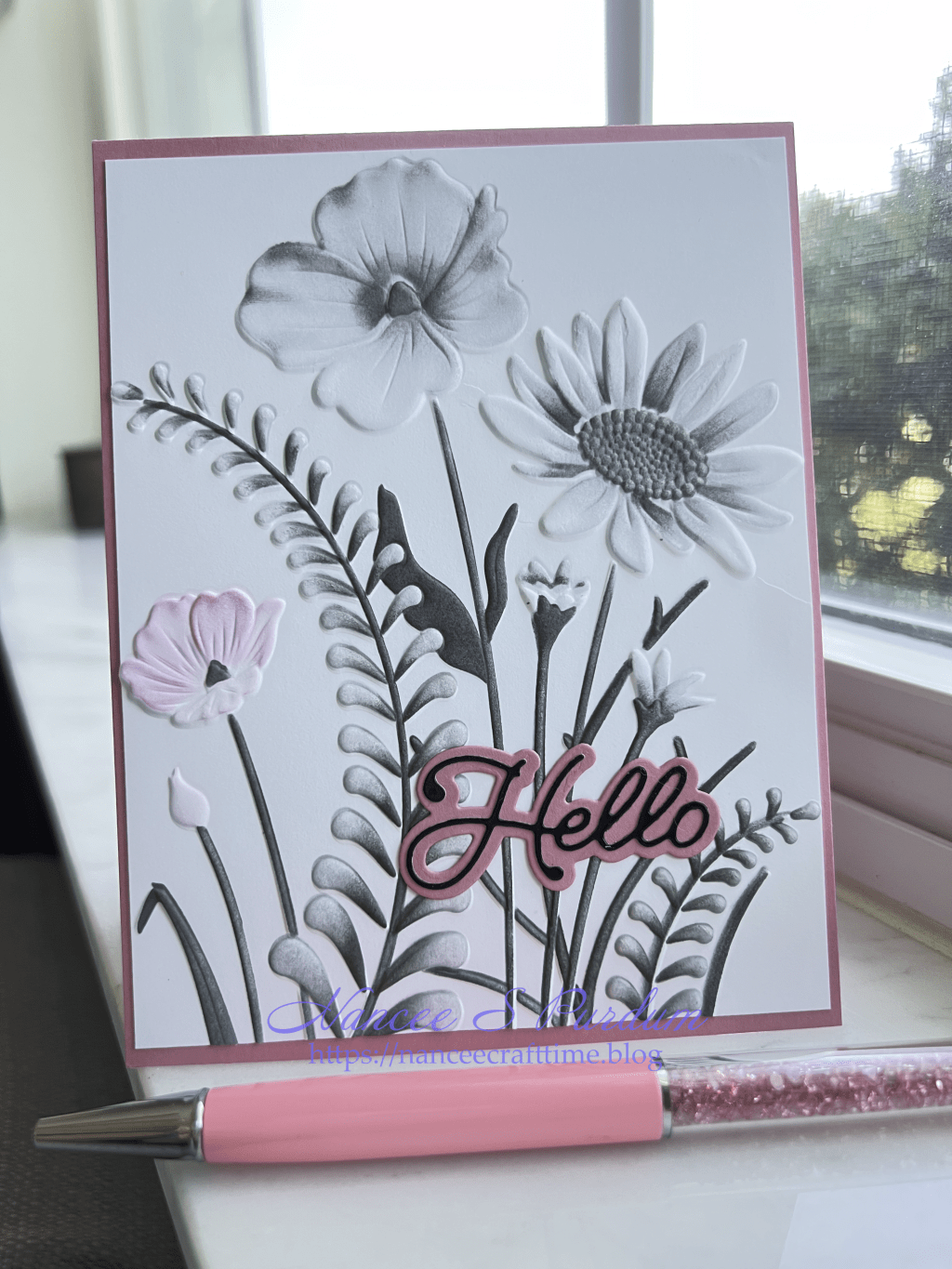 Monochromatic Card Design with Gina K’s Wildflower&nbsp;Stems